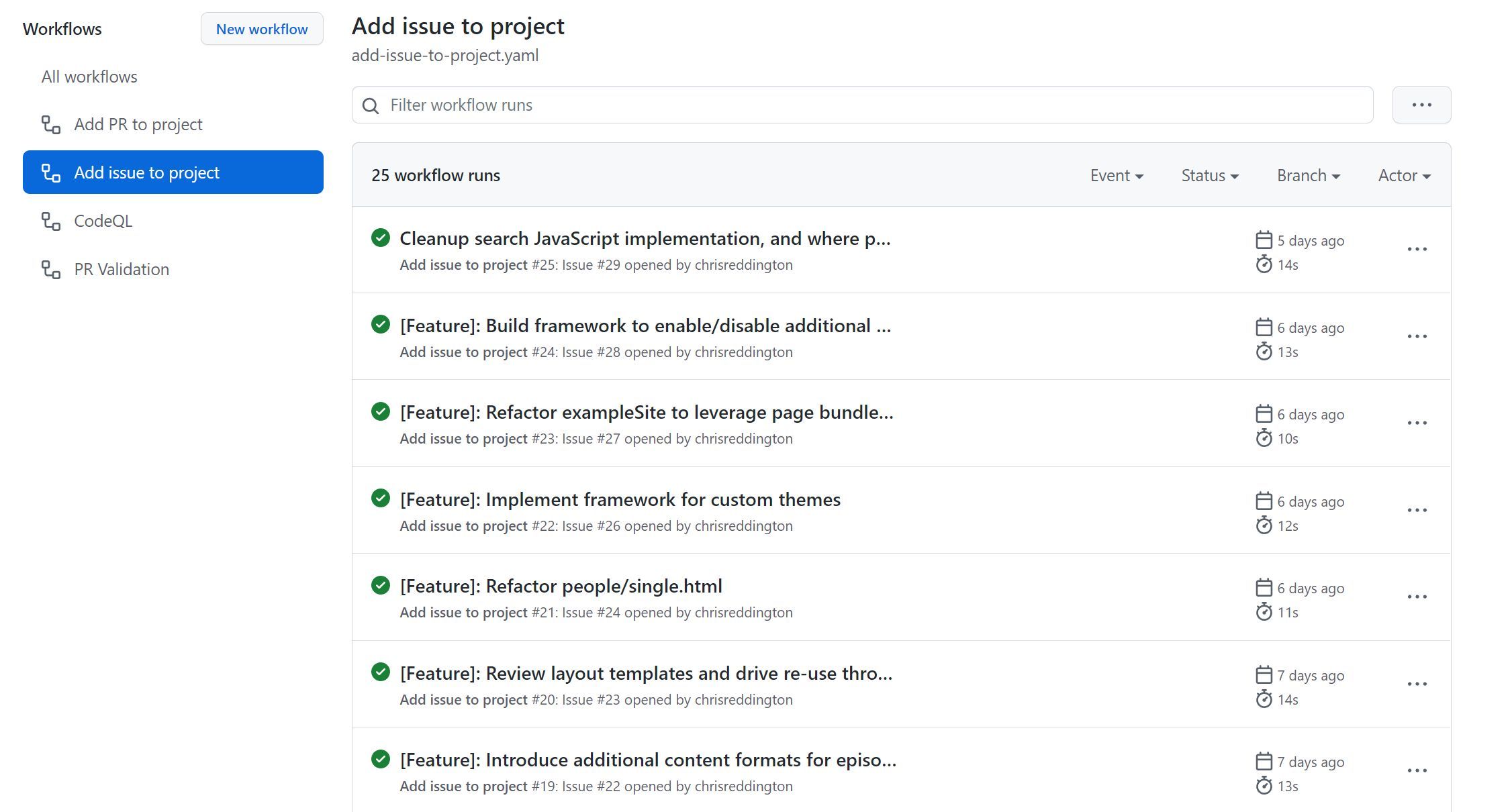 For each GitHub Issue that is opened, a GitHub Action workflow run will be initiated. This will execute the steps that were documented in the YAML sample noted above.