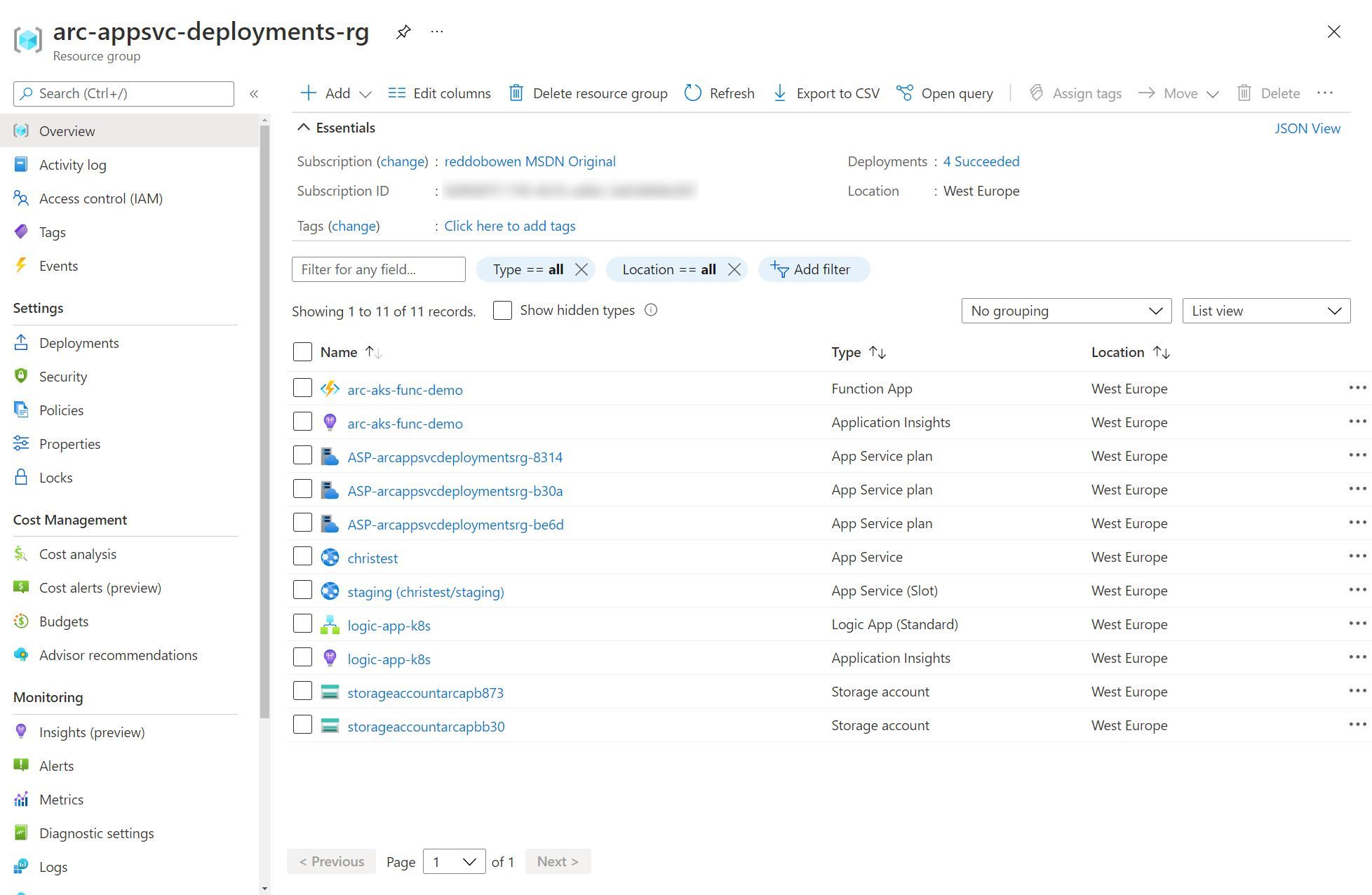 Screenshot showing the App deployed in the Azure Portal