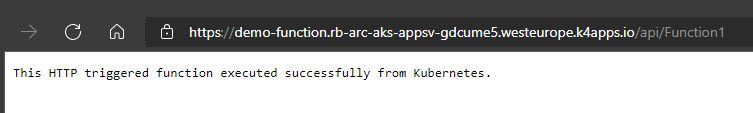 Screenshot showing the successful execution of the API from our Function App that has been deployed with a Docker container