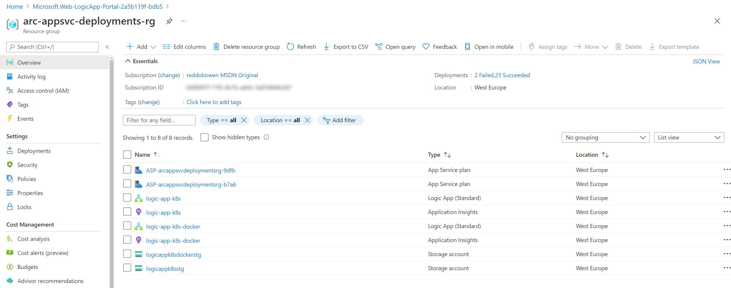 Screenshot showing the App deployed in the Azure Portal