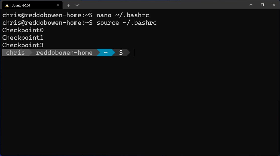 Windows Terminal showing the ohmyposh configuration alongside the printed echo statements