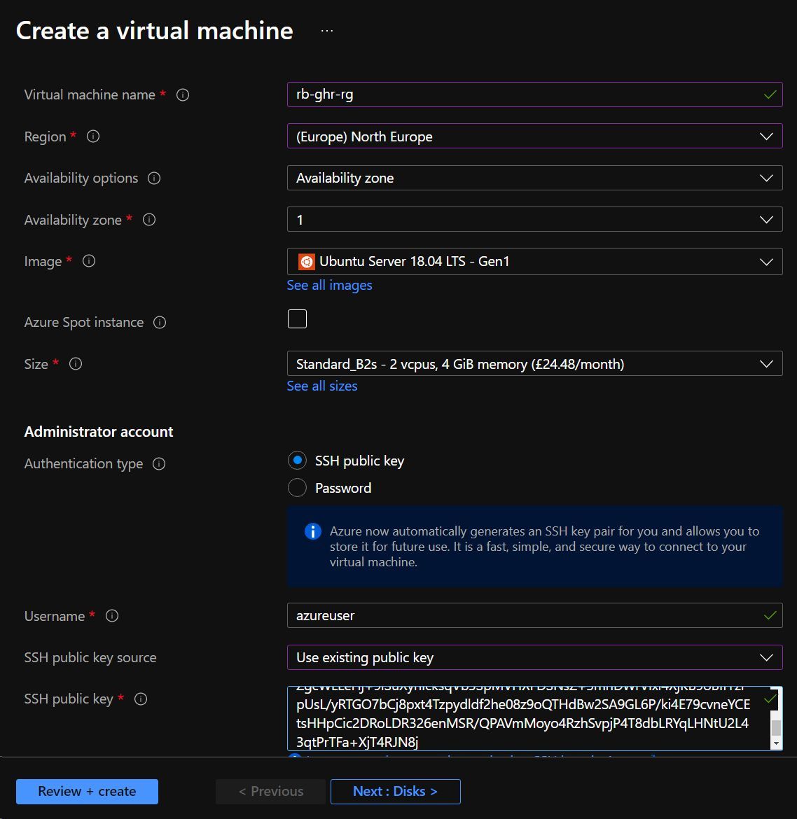 Screenshot showing the initial Virtual Machine creation blade in the Azure Portal