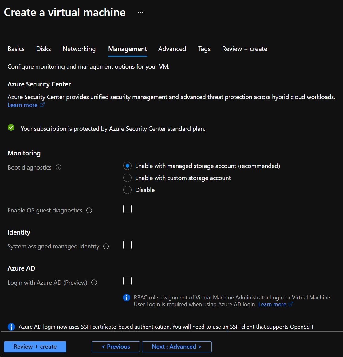 Screenshot showing the initial Virtual Machine creation blade in the Azure Portal