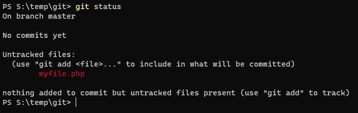 Git Status showing file untracked