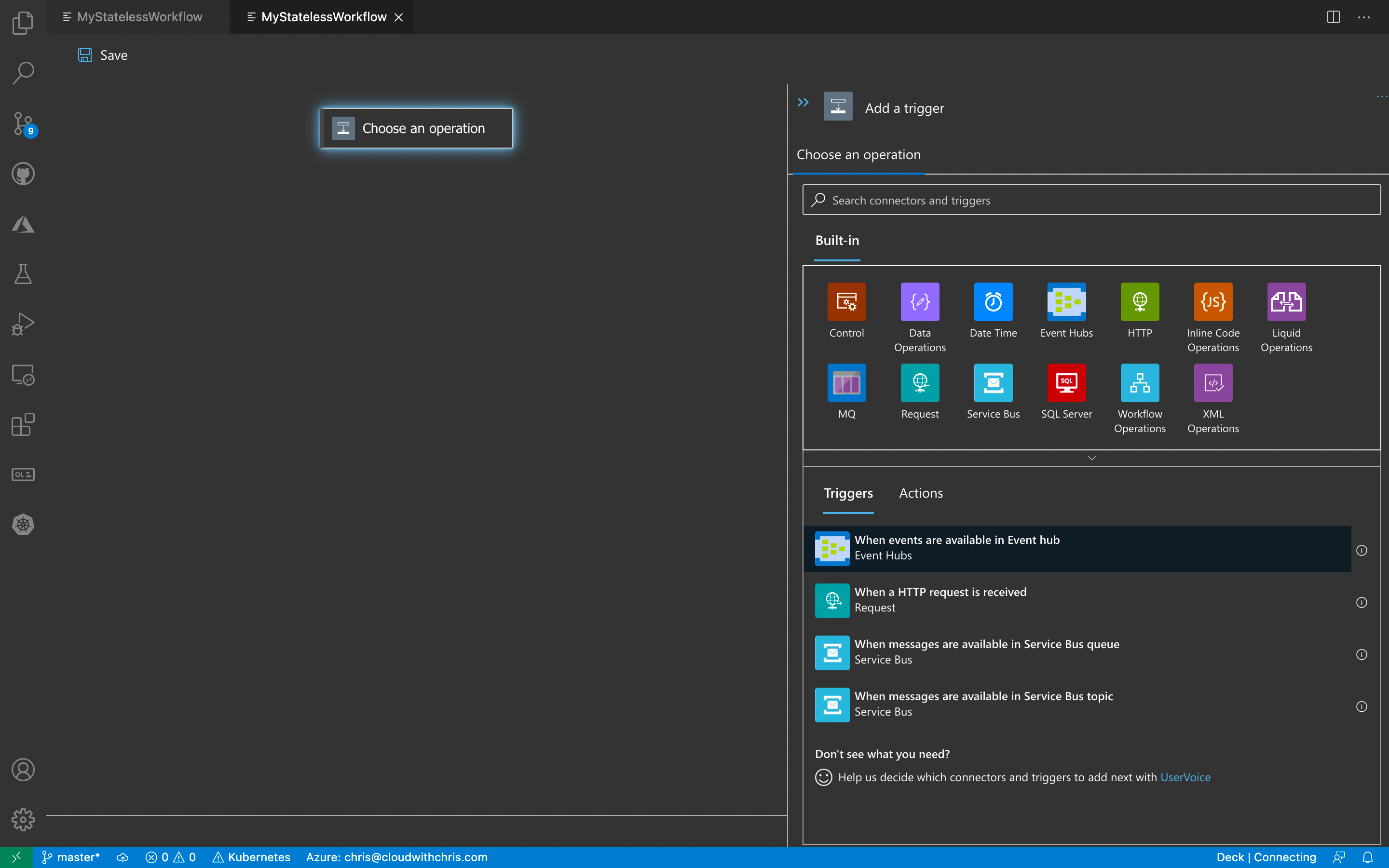 Screenshot of the Logic Apps Preview Designer in VSCode