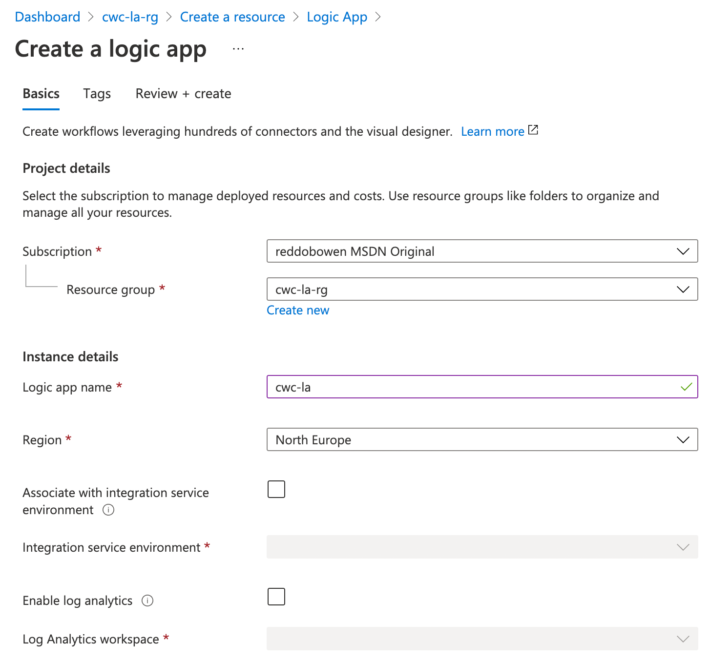 Creating Logic Apps Experience