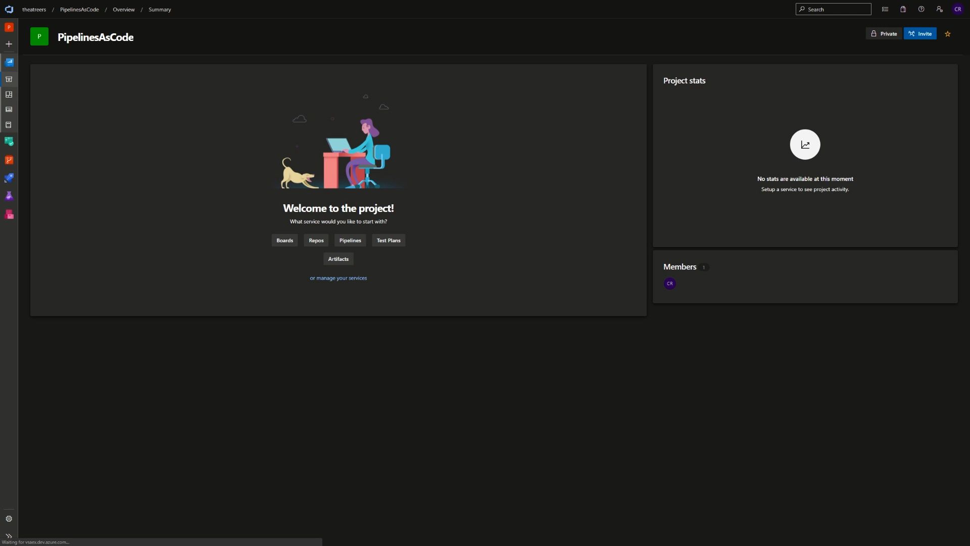 Screenshot showing a new Azure DevOps project