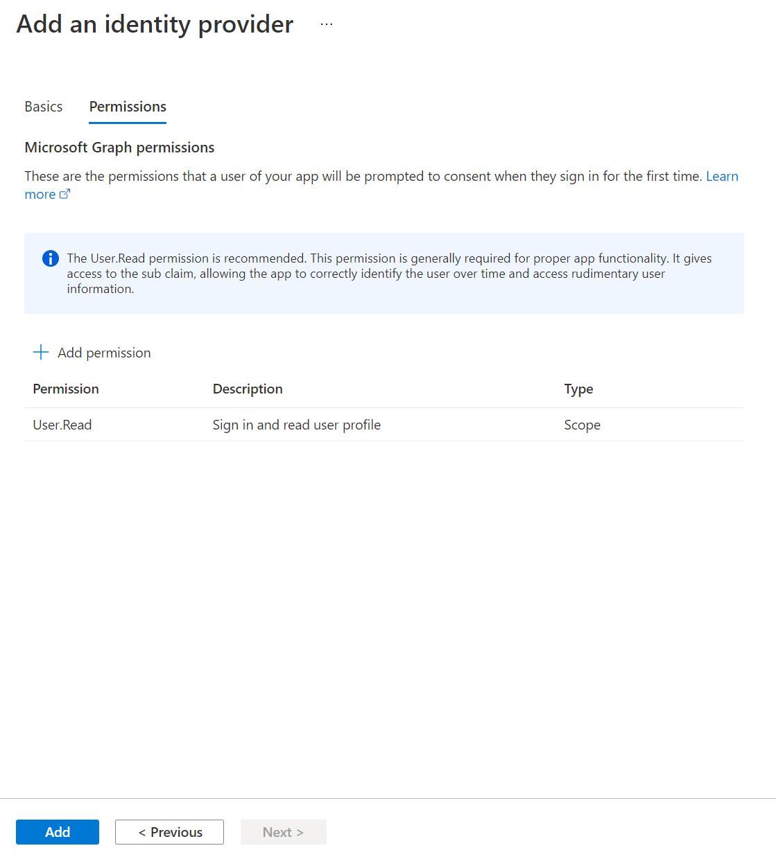 Screenshot showing the App Easy Auth configuration settings that I used, as explained above