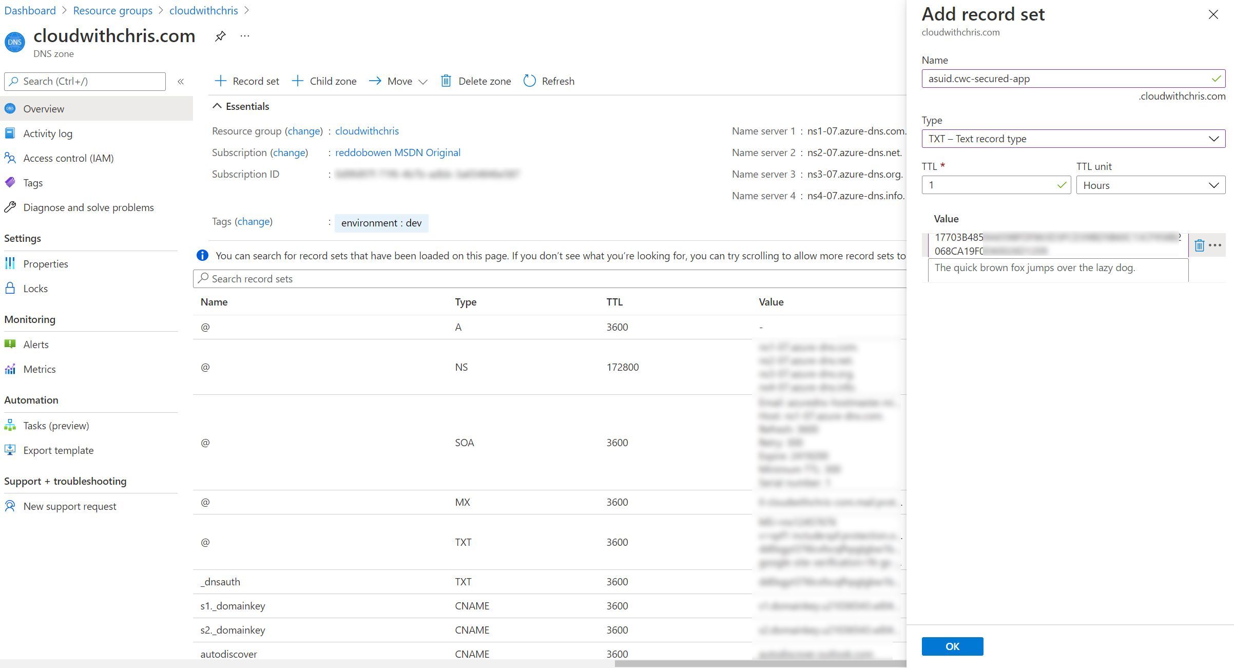 Screenshot showing the initial check for the hostname