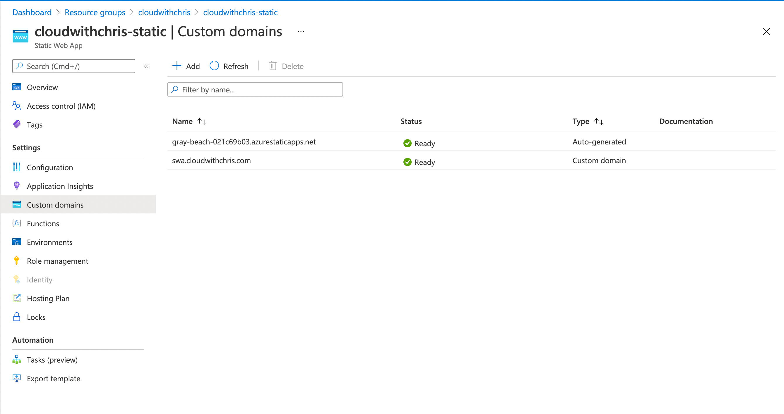 Screenshot of the custom domain linking experience