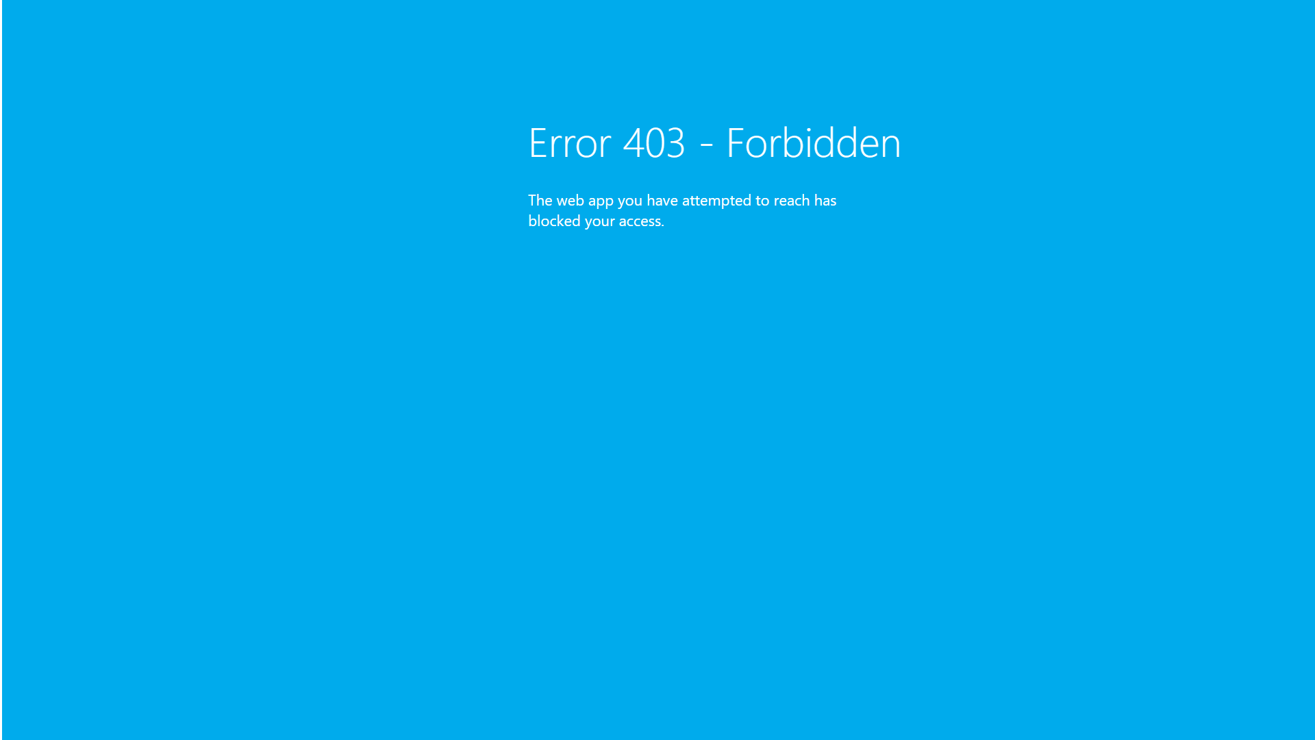 Screenshot showing the resulting Error 403 - Forbidden screen that is seen once the access restriction rules have been configured.